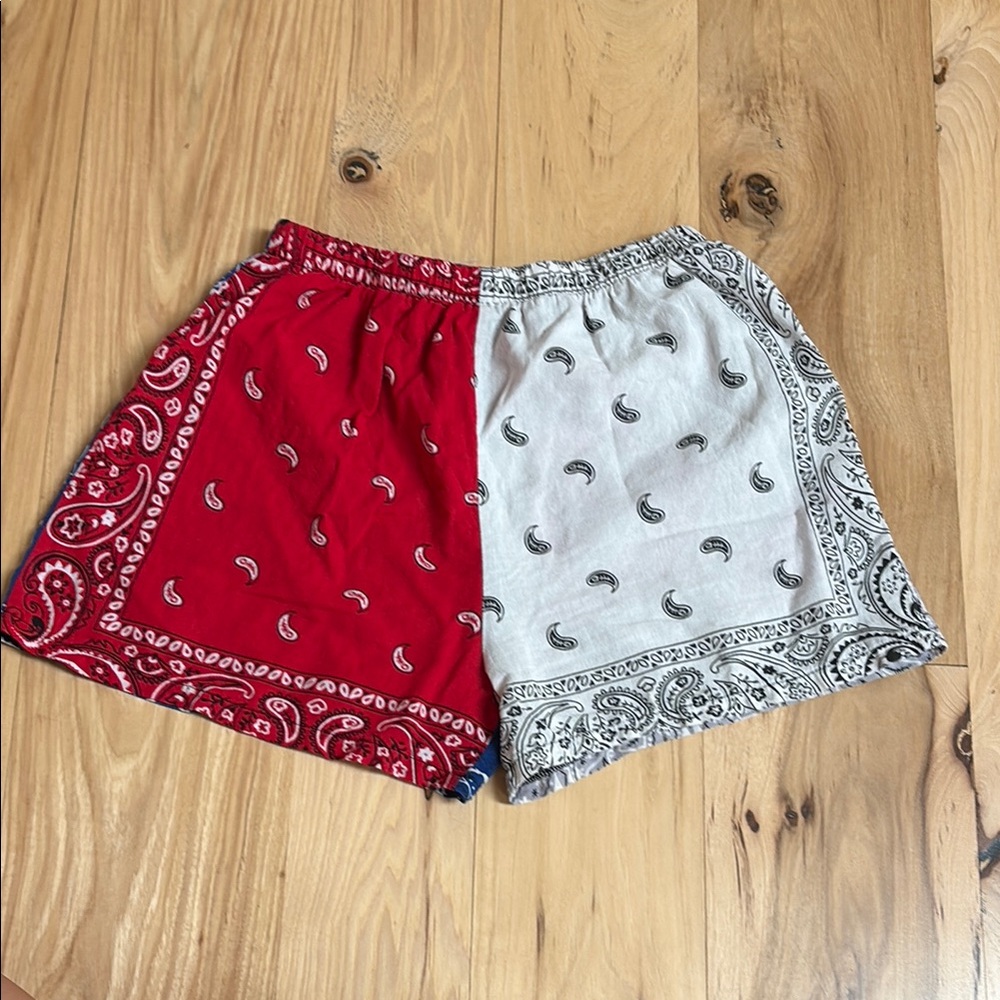 Paisley Red and White Women's Shorts